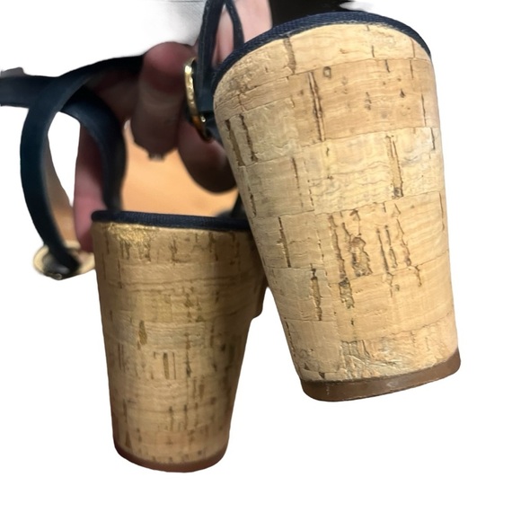 Diane von Furstenberg DVF Odelia Blue Suede Cork Open Toe Platform Sandals - 9 - Picture 10 of 13